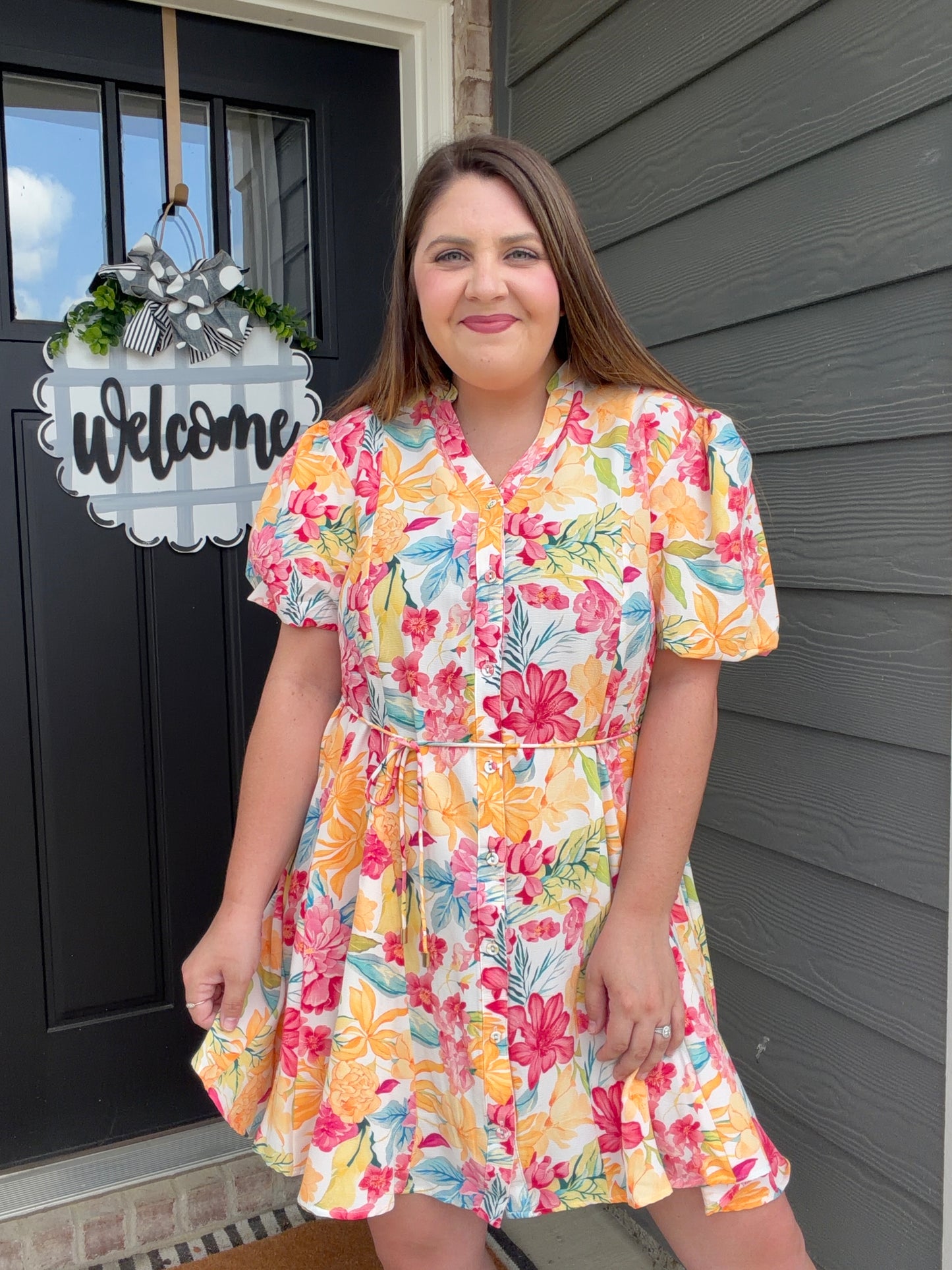 Floral Print Button Down Dress
