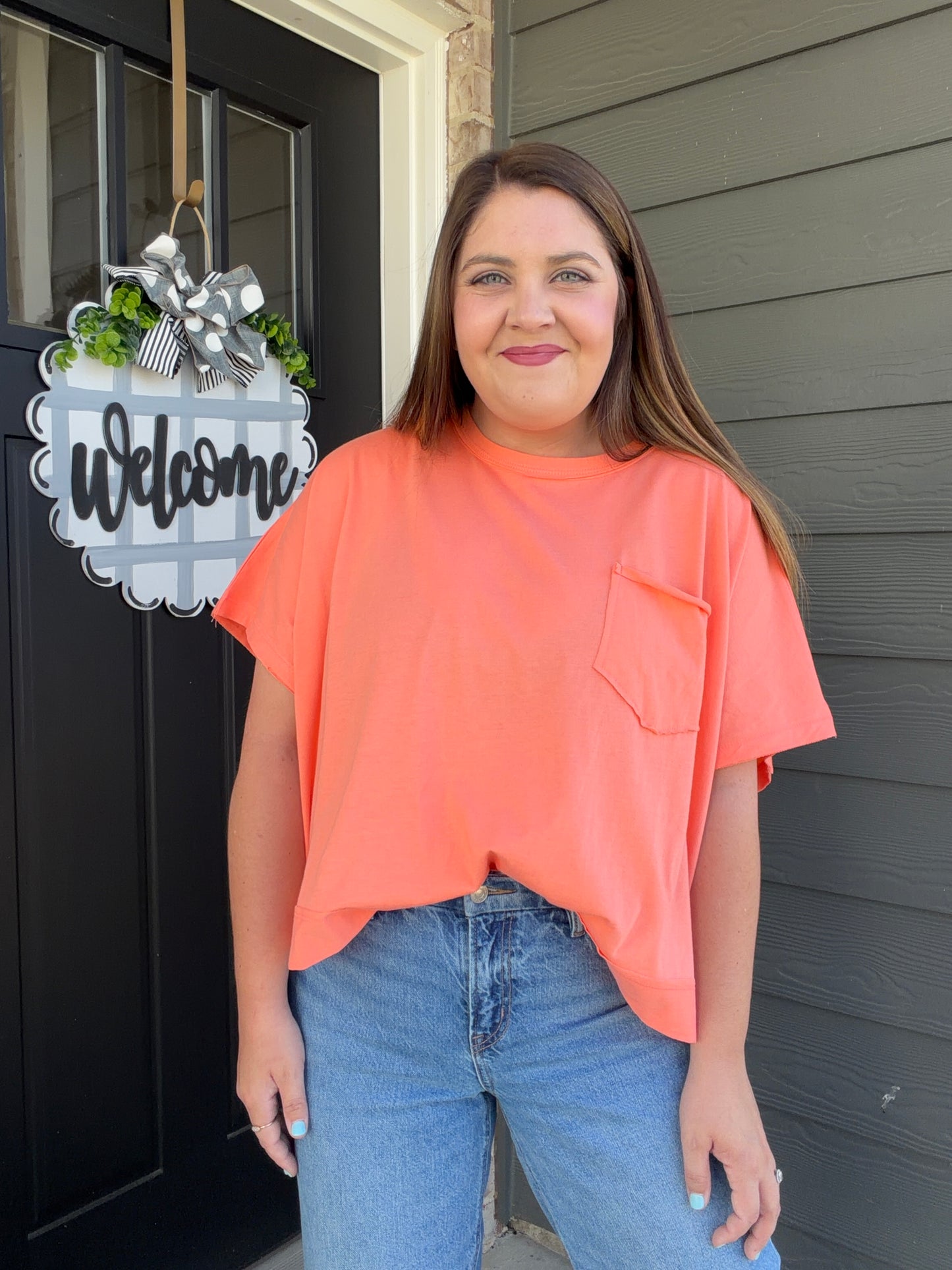 Morgan Boxy Tee - Coral