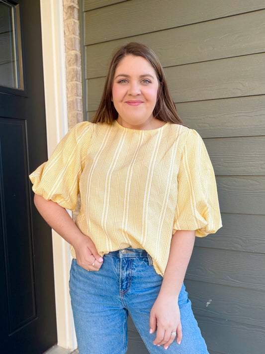 Bow Accent Gingham Blouse