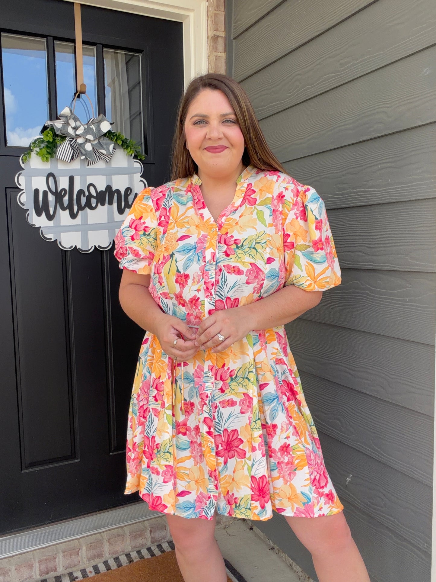 Floral Print Button Down Dress