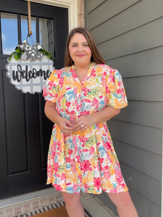 Floral Print Button Down Dress