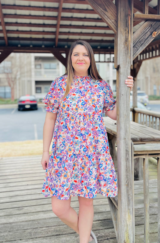 Frilly Floral Print Dress