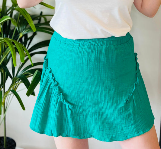 Textured Gauze Ruffled Skirt