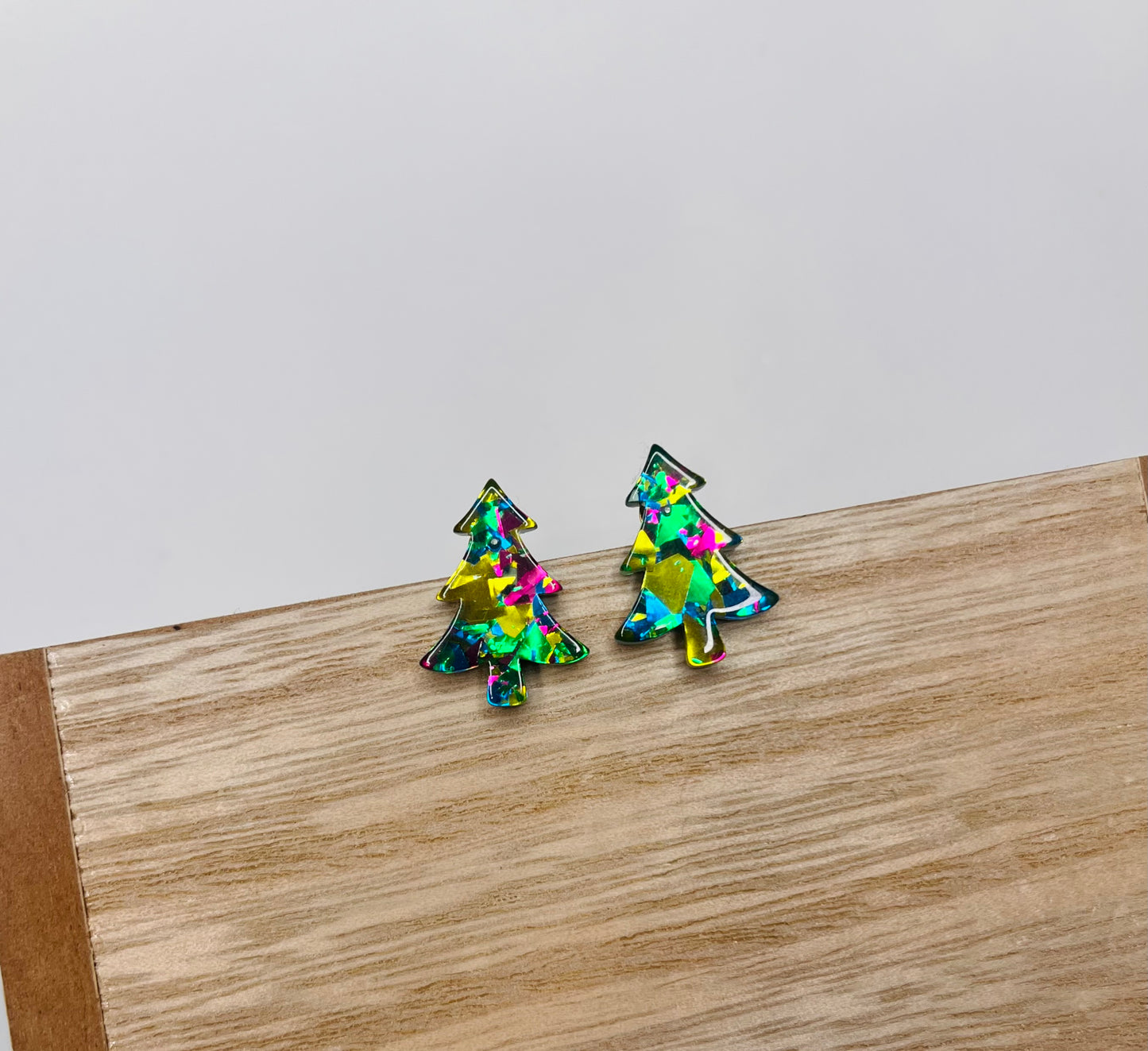 Christmas Tree Studs - Green Sparkle