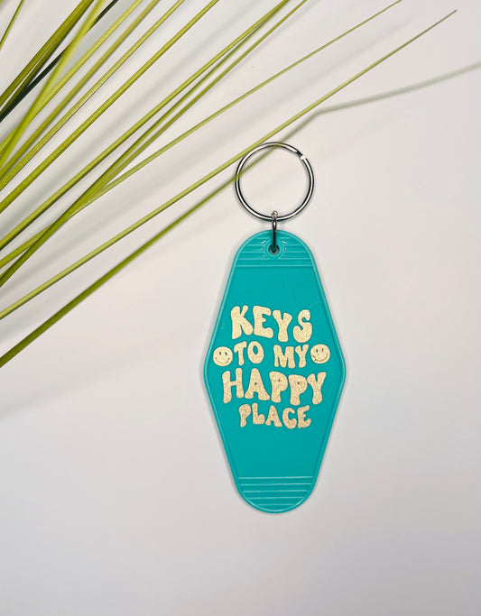 'Keys To My Happy Place' Motel Keychain