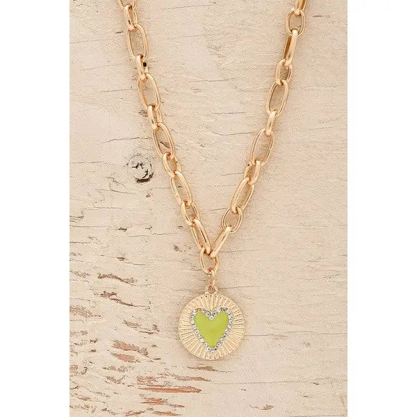 Lime Heart Charm Necklace