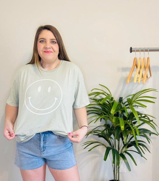 Smiley Face Mineral Washed Tee