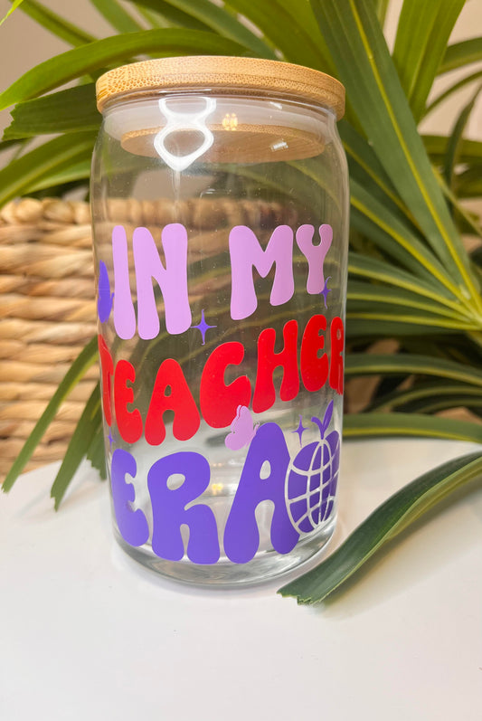 'In my Teacher Era' Glass Cup