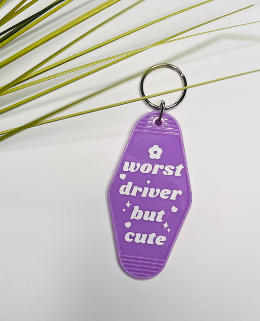 'Worst Driver But Cute' Motel Keychain